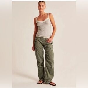 Abercrombie & Fitch 2000s Utility Cargo Pants Olive Green 28 Short Petite Y2K